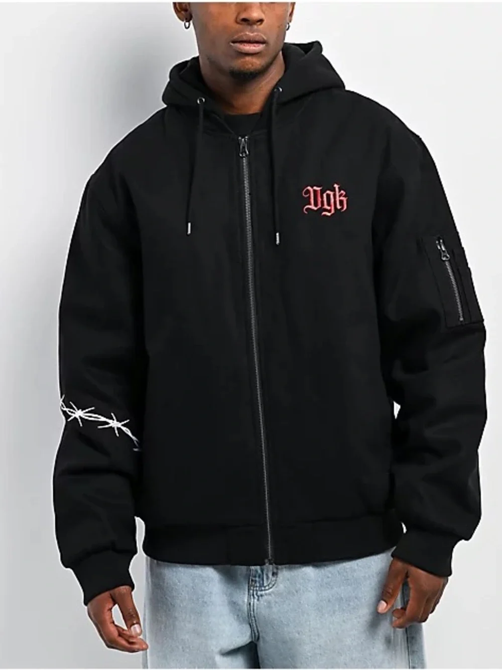 NWT DGK Armory Black Hooded Bomber Jacket